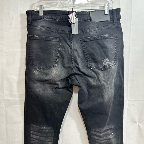BOOHOO MAN SUPER SKINNY DISTRESSED PAINT SPLAT JEANS IN BLACK SIZE 36S - Picture 10 of 11